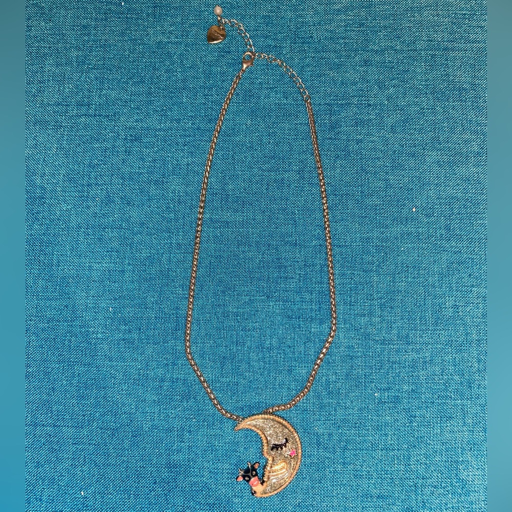 Betsey Johnson Cow and the Moon Statement Necklace